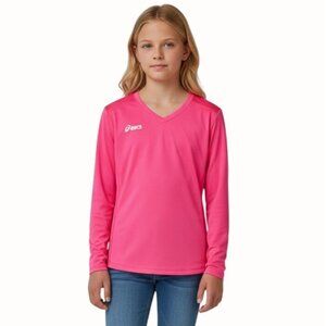 ASICS Girls Jr Roll Shot Long Sleeve Performance Jersey Pink Glow Large NEW